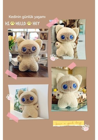 Carrier Taşıyıcı Mavi Gözlü Siyam Kedisi 40 cm Peluş Oyuncak