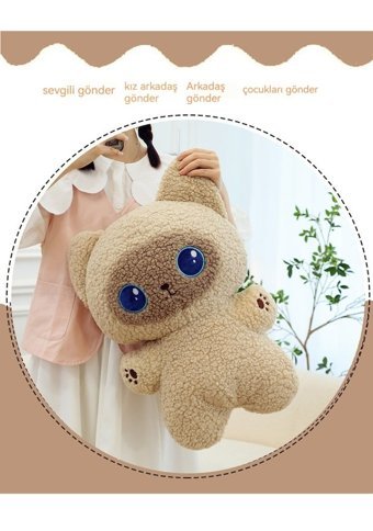 Carrier Taşıyıcı Mavi Gözlü Siyam Kedisi 40 cm Peluş Oyuncak