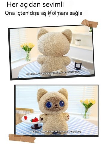 Carrier Taşıyıcı Mavi Gözlü Siyam Kedisi 40 cm Peluş Oyuncak