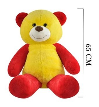 Selay Oyuncak Sarı Kırmızı Salaş Taraftar Ayı Oyuncak 65 cm Peluş Oyuncak