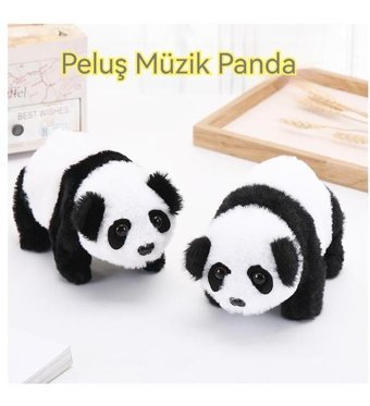 Alibee Panda Elektrikli Müzik Panda Peluş Oyuncak