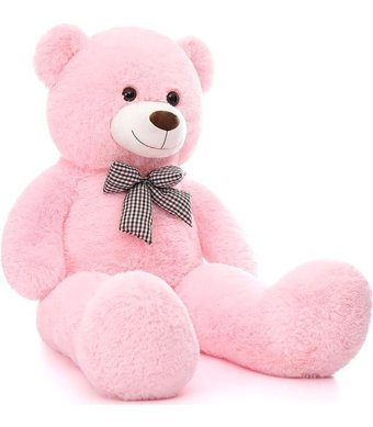 Sole Rengarenk Papyonlu Ayıcık 90 cm Beyaz Peluş Oyuncak