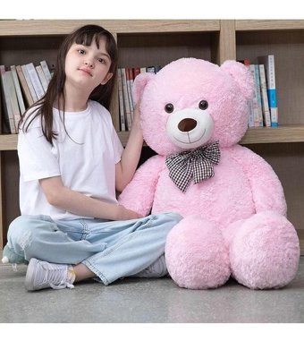 Sole Rengarenk Papyonlu Ayıcık 90 cm Beyaz Peluş Oyuncak
