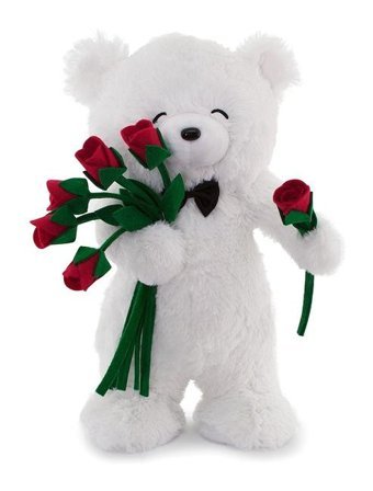 Neco Plush Fluffy Popyonlu Ve Güllü Ayı 55 cm Peluş Oyuncak