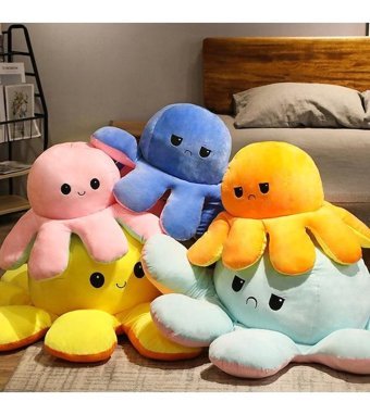 Oloey Dönen Çift Taraflı Ahtapot 40 cm Peluş Oyuncak