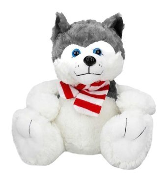 Sunman Oturan Husky Atkılı Peluş Köpek Gri 30 cm Peluş Oyuncak