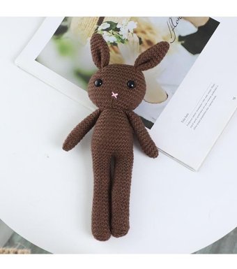 Jzcat Çocuk Sevimli Yün Tavşan Bebek Kahverengi 25 cm Peluş Oyuncak