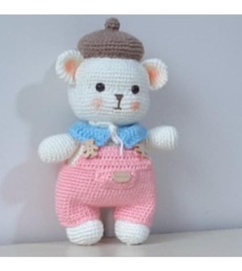 Nildamigurumi Örgü Ayı Şapkalı Peluş Oyuncak