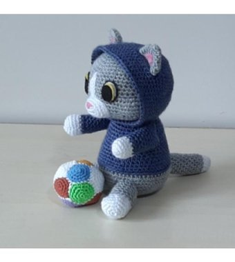 Nildamigurumi Mavi Kapüşonlu Kedi Örgü Peluş Oyuncak