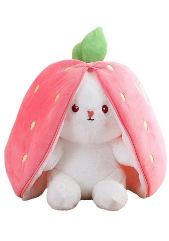 Oloey Çocuk Çilekli Tavşan Dönüştürücü 18 cm Peluş Oyuncak