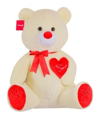 Selay Oyuncak Ekru Tıkıl Ayı 70 cm Peluş Oyuncak