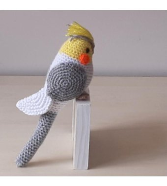 Nildamigurumi Oyuncak Kuş Gri Beyaz Sultan Papağan Peluş Oyuncak