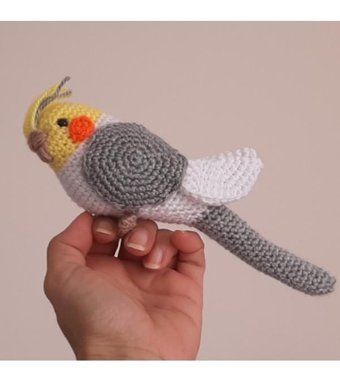 Nildamigurumi Oyuncak Kuş Gri Beyaz Sultan Papağan Peluş Oyuncak
