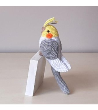 Nildamigurumi Oyuncak Kuş Gri Beyaz Sultan Papağan Peluş Oyuncak