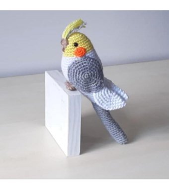 Nildamigurumi Oyuncak Kuş Gri Beyaz Sultan Papağan Peluş Oyuncak