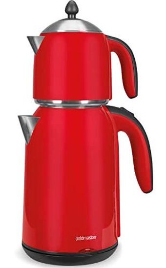 Goldmaster Gm-7364 Otomatik Çelik Demlikli 1900 W Çelik Gövdeli Kırmızı Çay Makinesi