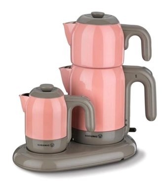 Korkmaz A353-02 Mia Otomatik Çelik Demlikli 1600 W Çelik Gövdeli Pembe Çay Makinesi
