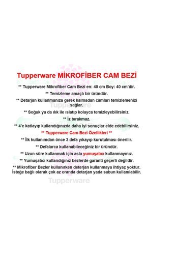 Tupperware Mikrofiber Temizlik Bezi 2'li
