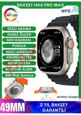 Bakeey Watch 8 Ultra HK8 Pro Max Akıllı Saat Gri