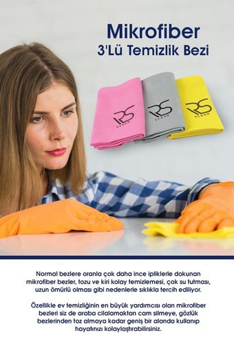 Rs Clean Mikrofiber Temizlik Bezi 3'lü