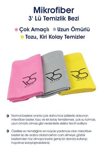Rs Clean Mikrofiber Temizlik Bezi 3'lü