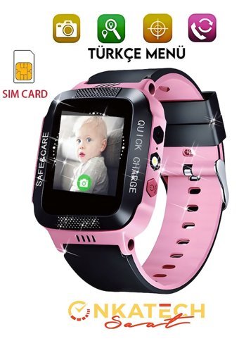 Onkatech Q90-PLUS Kameralı Çocuk Akıllı Saat Pembe