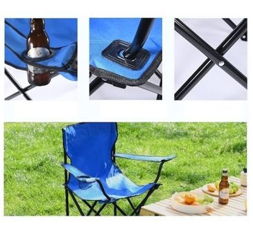 Happyplanet Katlanır Kolçaklı Gri - Siyah Tekli Kamp Sandalyesi