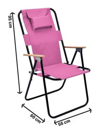 Exent Katlanır Kolçaklı Pembe Tekli Kamp Sandalyesi