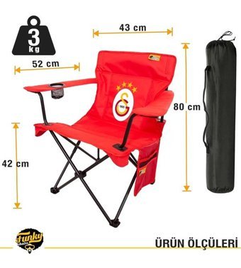 Funky Chairs Galatasaray Kolçaklı Kırmızı Tekli Kamp Sandalyesi