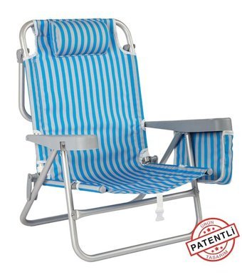 Funky Chairs Kolçaklı Mavi Tekli Kamp Sandalyesi
