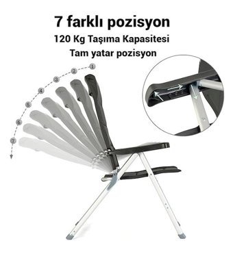 Fafare Kolçaklı Siyah Tekli Kamp Sandalyesi