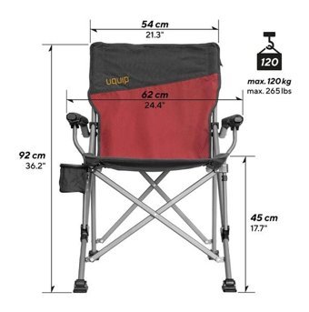 Uquip Comfy Katlanır Kolçaklı Kırmızı Tekli Kamp Sandalyesi