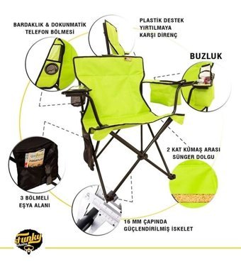 Funky Chairs Kolçaklı Fıstık Yeşili Tekli Kamp Sandalyesi