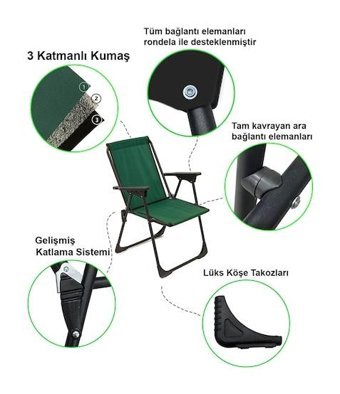 Moniev Kolçaklı Yeşil 3'Lü Kamp Sandalyesi
