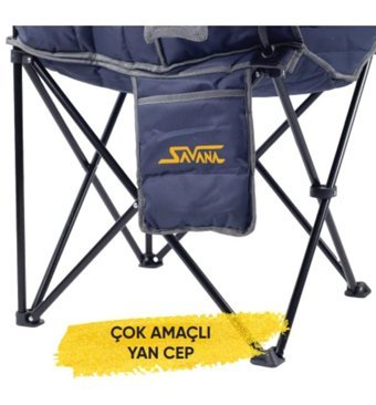 Savana Kolçaklı Lacivert Tekli Kamp Sandalyesi