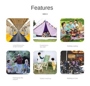 Happyplanet Katlanır Taşınabilir Kolsuz Gri - Siyah Tekli Kamp Sandalyesi