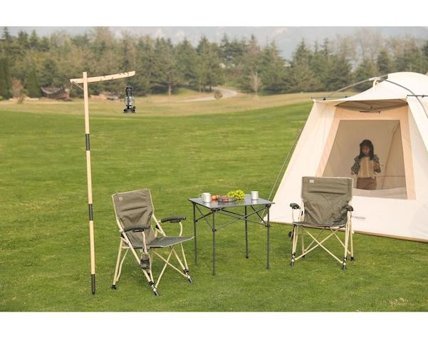 Happyplanet Katlanır Kolçaklı Haki Tekli Kamp Sandalyesi