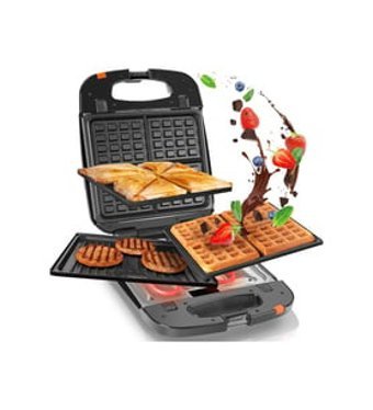 Duronic 3'ü 1 4 Dilim Alüminyum Çıkartılabilir Plaka Siyah Izgaralı Tost Makinesi