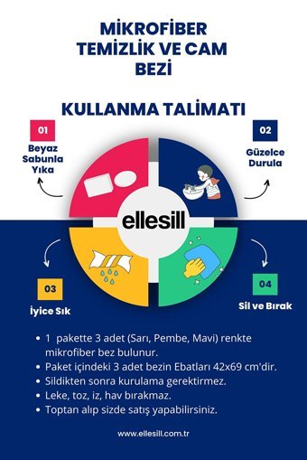 Ellesill Mikrofiber Temizlik Bezi 3'lü