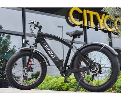 Citycoco Fat Bike 250 W 45 Km 24 Jant 7 Vites Şehir / Tur Elektrikli Bisiklet Siyah