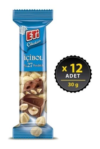 Eti İçibol Fındıklı Çikolata 30 gr 12 Adet