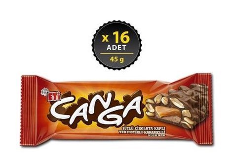 Eti Canga Karamelli Yer Fıstıklı Çikolata 45 gr 16 Adet