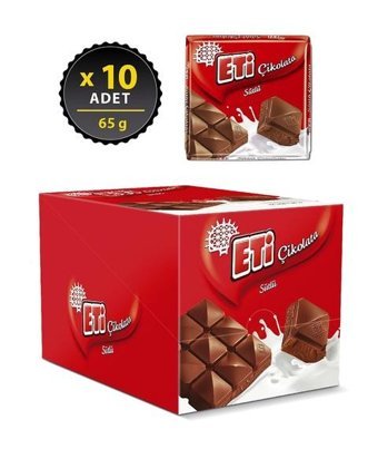 Eti Sütlü Çikolata 65 gr 10 Adet