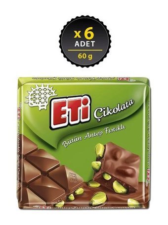 Eti Antep Fıstıklı Çikolata 60 gr 6 Adet