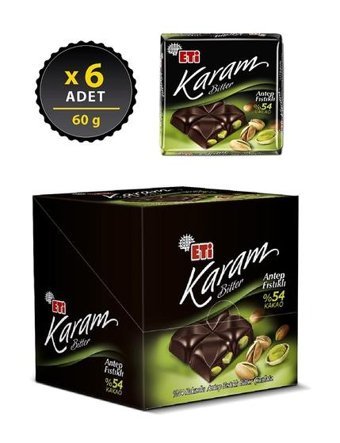 Eti Karam Antep Fıstıklı Çikolata 60 gr 6 Adet