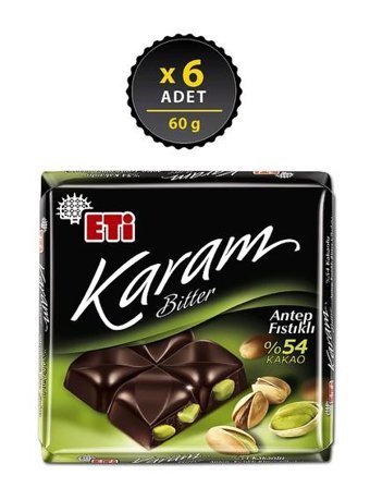 Eti Karam Antep Fıstıklı Çikolata 60 gr 6 Adet