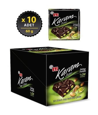 Eti Karam Antep Fıstıklı Çikolata 60 gr 10 Adet