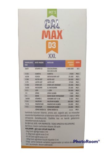 Provita Cal Max D3 Xxl D Vitaminli C Vitaminli 500 ml 1 Adet Sıvı Köpek Vitamini