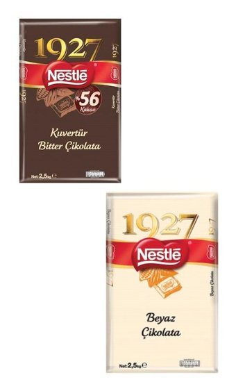 Nestle Kuvertür Beyaz Çikolatalı-Bitterli-Sütlü Çikolata 2500 gr 2 Adet