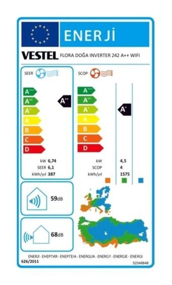 Vestel Flora Doğa Inverter 242 23000 Btu A++ Enerji Sınıfı R410A Multi İnverter Split Duvar Tipi Klima